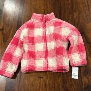 NWT Carters 5T Pink and White Plaid Fleece Jacket